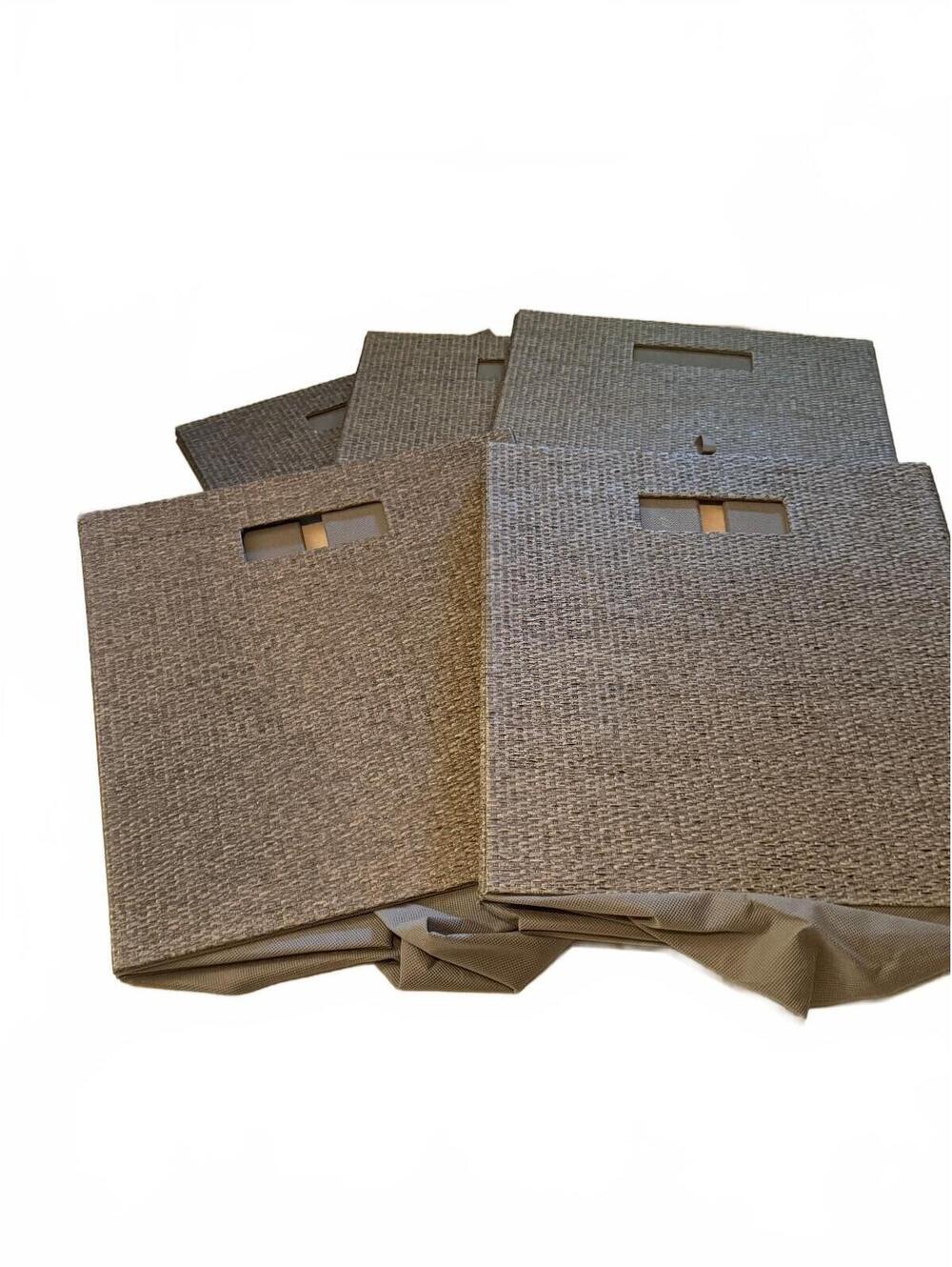 Brightroom Set of 5 Collapsible Cube Storage Bins Grey Woven with Handles